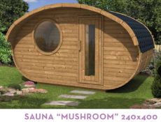+ VAT Brand New Sauna Mushroom - 28/42mm Timber - 235 x 400 x 240cm - Pallet Dimensions 400 x 120 x