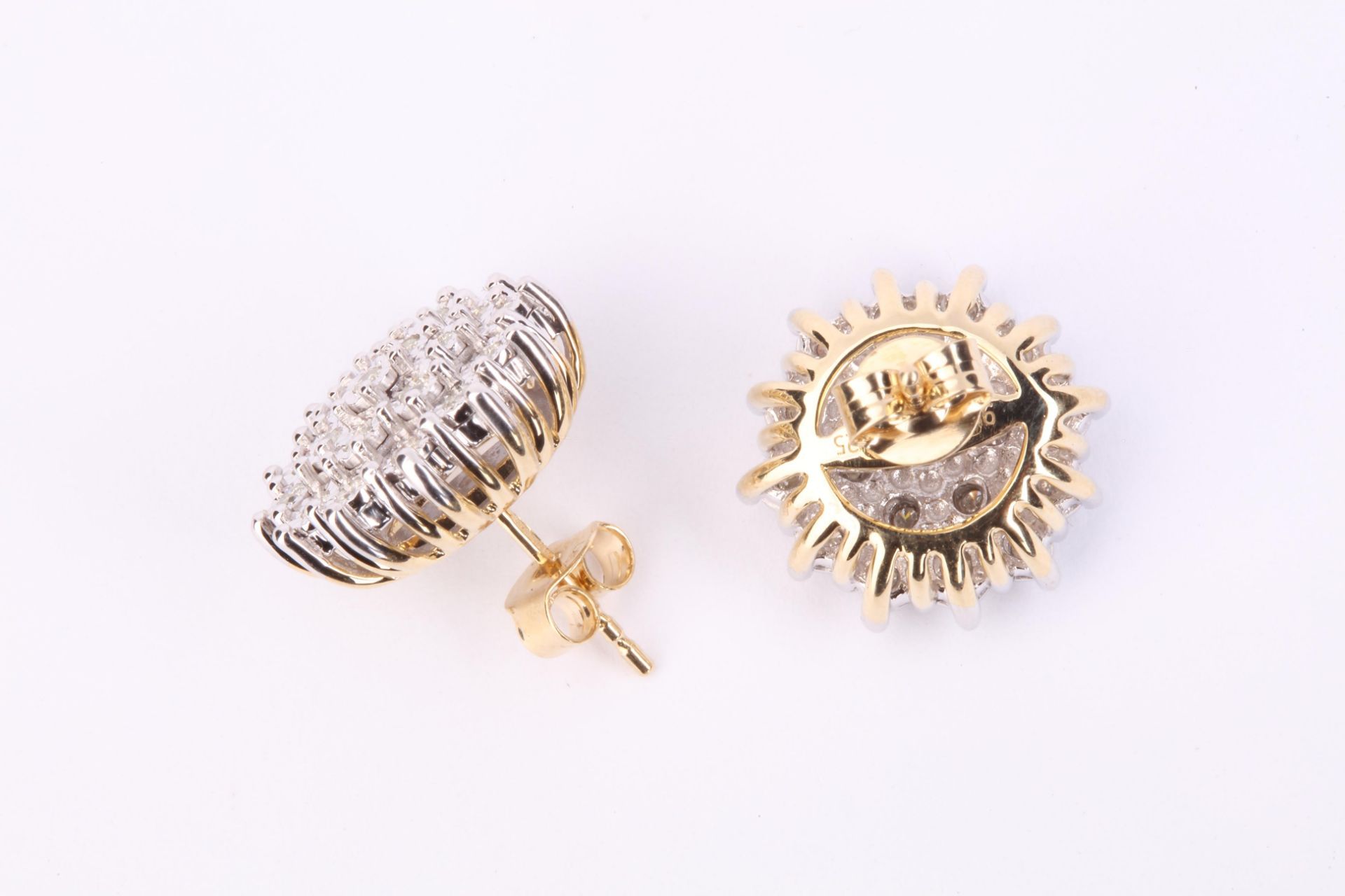 + VAT Ladies 9ct White Gold 0.50ct Diamond Cluster Earrings - Image 2 of 2