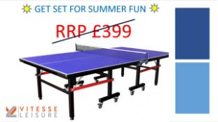 + VAT Brand New Vitesse Leisure Indoor Table Tennis Table - Movable & Foldable - RRP £399.00