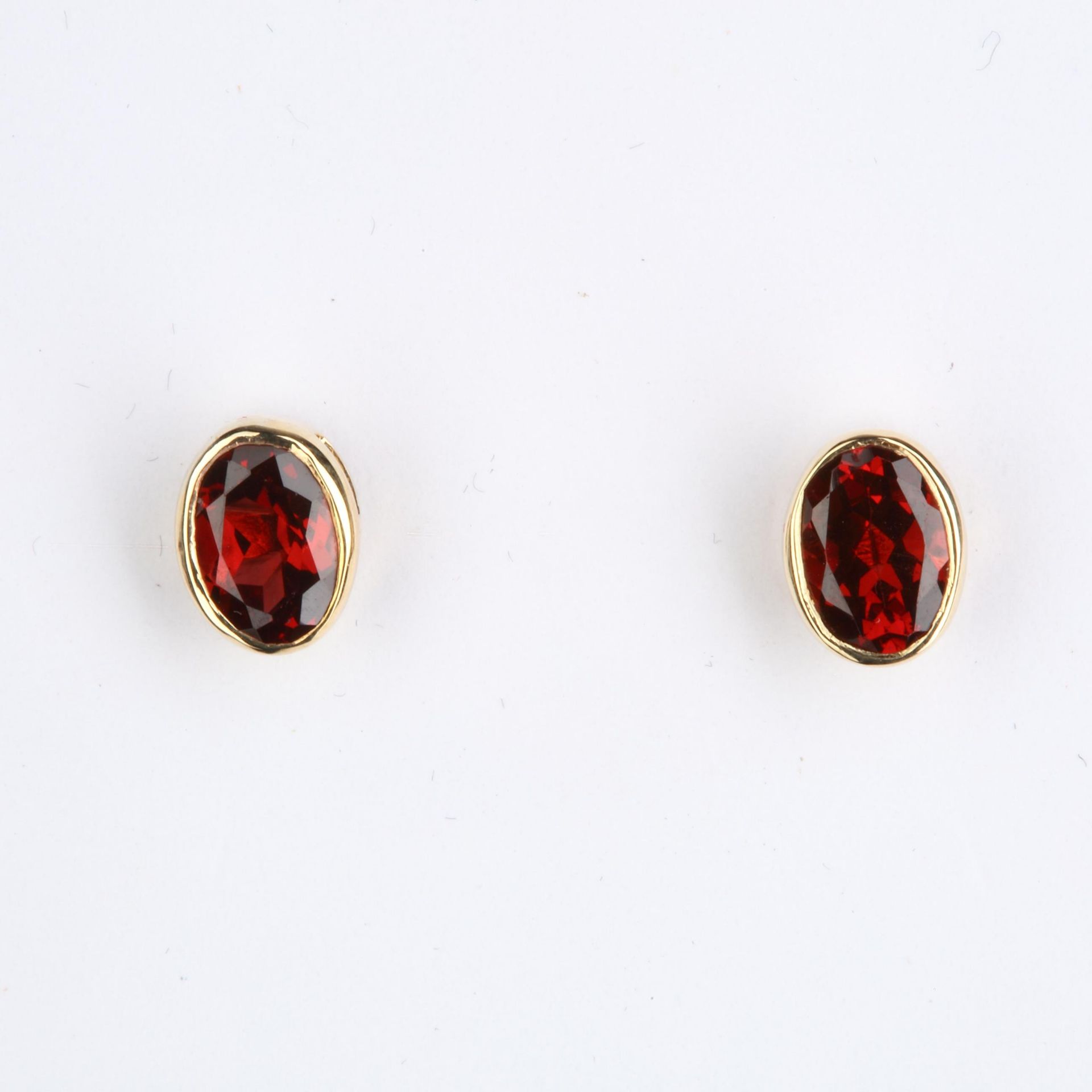 + VAT Pair Ladies Gold Ruby Oval Earrings