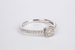 + VAT Ladies 9ct White Gold Diamond Encrusted Engagement Ring - Central Diamond Surrounded By