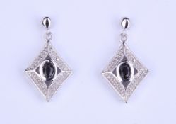 + VAT Ladies Silver Sapphire and Diamond Earrings