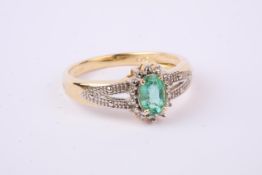 + VAT Brand New Yellow Gold Emerald & Diamond Dress Ring