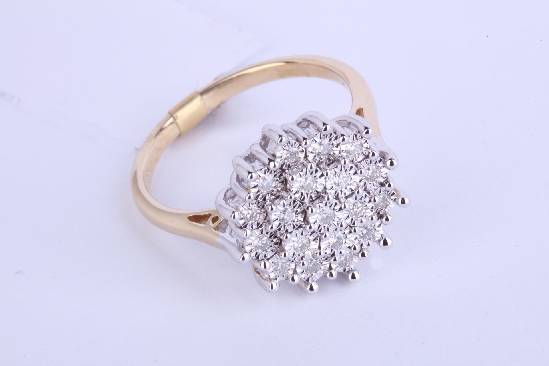 + VAT Ladies 9ct Yellow Gold Diamond Encrusted Ring Set With 0.23ct Of Diamonds In White Gold