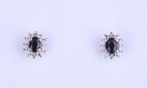 + VAT Ladies Silver Sapphire and Diamond Circular Earrings