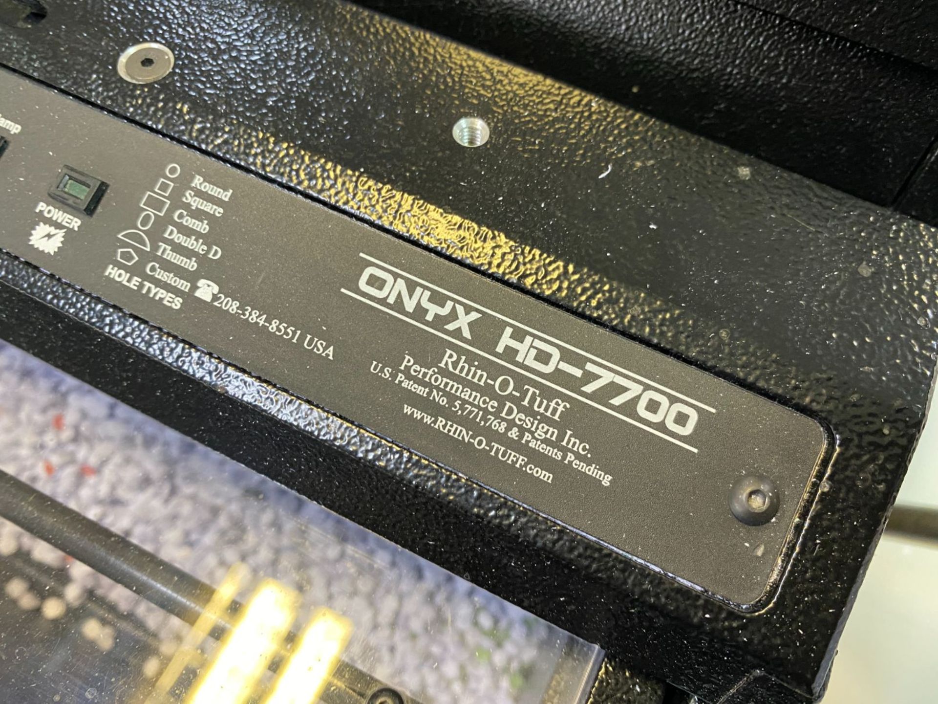 Rhin-O-Tuff Onyx HD-7700 CEVS table top auto hole punch, Serial No: V71602 1070 (2019) with 2-1 & - Image 3 of 4