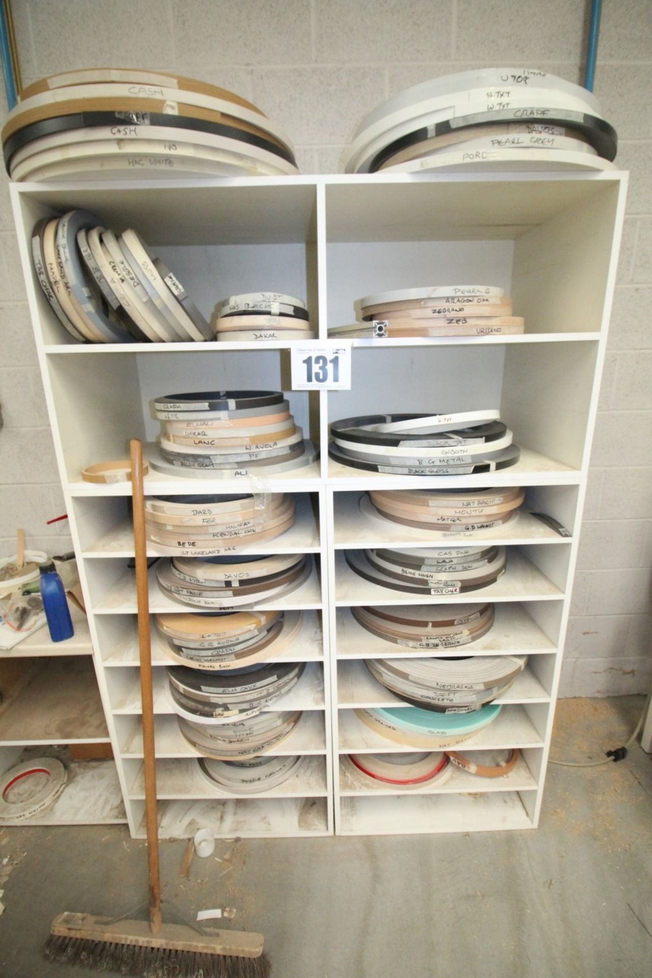 18 PIGEON HOLE RACK & CONTENTS OF EDGE BANDING