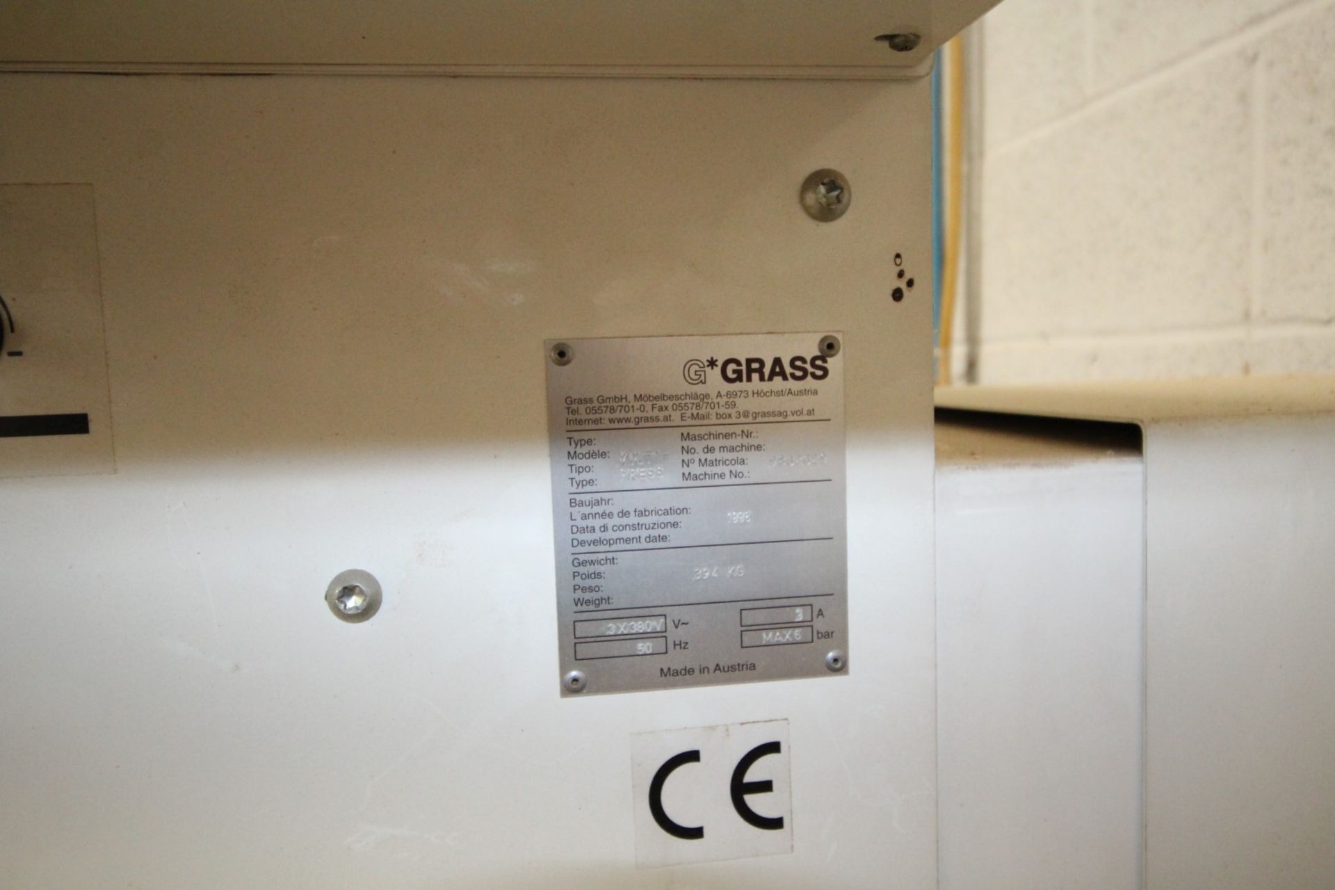 GRASS MULTI PRESS HOLE BORER, SERIAL NO. 9802029, YEAR OF MANUFACTURE 1998, 3-PHASE ELECTRIC, WITH 5 - Image 3 of 4