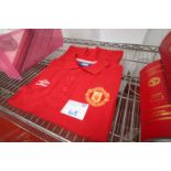 RED UMBRO SIZE LARGE MANCHESTER UNITED POLO SHIRT