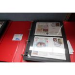 RED RING BINDER AND CONTENTS OF FIRST DAY COVER POSTCARDS EDWIN VAN DER SAR