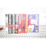 8x VHS VIDEOS INCLUDING DAVID BECKHAM, UNITED IN THE 90s, UNITED IN THE 80s, GEORGE BEST GEMS