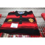 UMBRO SIZE LARGE RED AND BLACK STRIPED POLO SHIRT