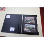 BLACK RING BINDER AND CONTENTS OF OFFICIAL FOOTBALL AND RAILWAY RELATED POSTCARDS