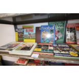 SHELF OF SPORTS BOOKS INCLUDING HISTORY OF ENGLISH FOOTBALL, ALL STARS FOOTBALL