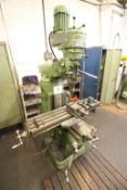 BRIDGEPORT UNIVERSAL MILLING MACHINE, 42INCH x 9INCH T SLOTTED TABLE COMPLETE WITH ACCESSORIES