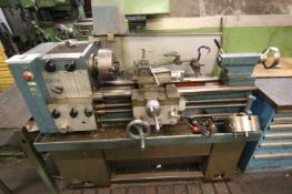 HARRISON 600 FLAT GAP BED CENTRE LATHE, BED LENGTH 42INCH COMPLETE WITH TAILSTOCK, SADDLE, 4-JAW