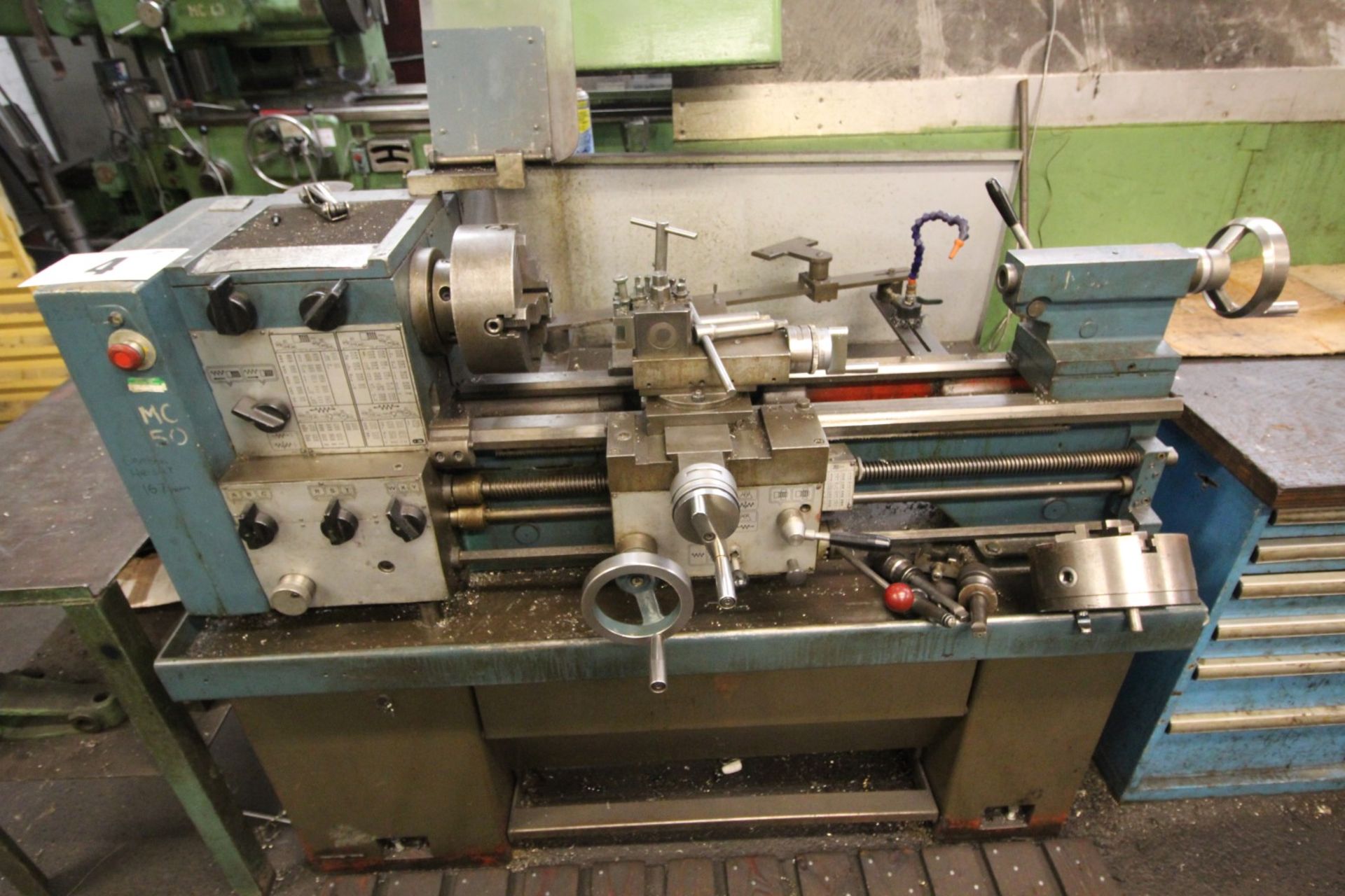 HARRISON 600 FLAT GAP BED CENTRE LATHE, BED LENGTH 42INCH COMPLETE WITH TAILSTOCK, SADDLE, 4-JAW