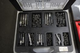 BROWN PLASTIC BOX & CONTENTS OF TIME-SERT SCREW THREAD INSERTS