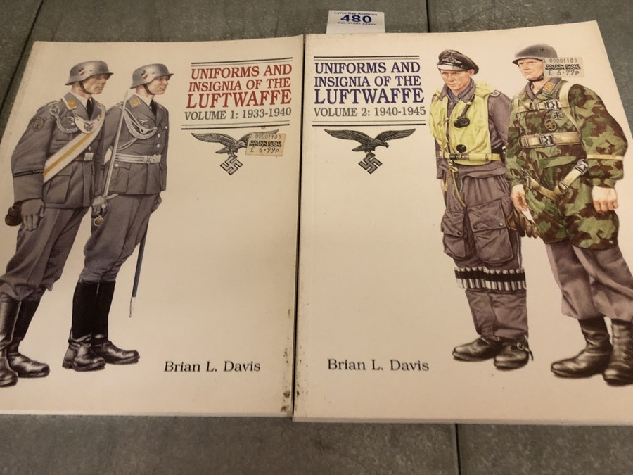 Collection of books relating to uniforms and insignia of the Luftwaffe by Brian L Davis, vol 1 and - Image 2 of 2