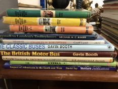 Collection of books relating to buses