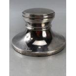 Large impressive Silver hallmarked inkwell 13cm diameter with hinged lid Birmingham by W I