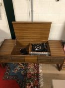 Mid Century low sideboard containing radio, turntable and speakers by Marconiphone
