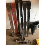 Architectural Salvage items: to include very large original hinges, drain hopper, wrought iron