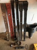 Architectural Salvage items: to include very large original hinges, drain hopper, wrought iron