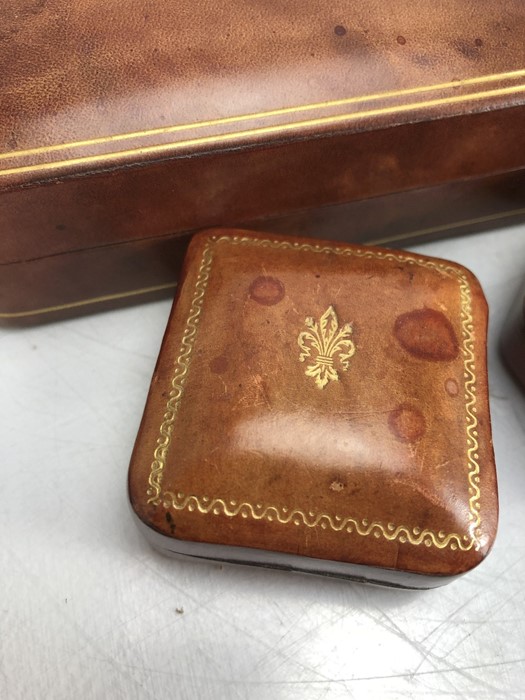 Three fine Italian made leather boxes and a treen snuff box styled as a book - Image 4 of 8