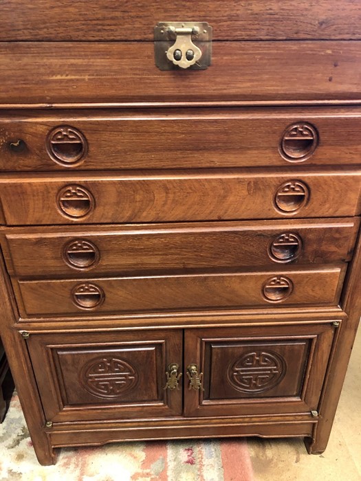 Imported Chinese rosewood cutlery stand, upper lid to cutlery compartment, four drawers and small - Image 2 of 4