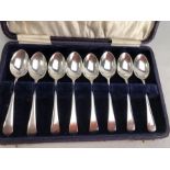 Boxed set of eight Silver hallmarked teaspoons by maker Arthur Price & Co Ltd