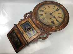 Antique drop dial wall clock with label to the interior which reads "Superior Eight Day" with