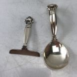 Silver Christening set of spoon and pusher marked Sterling for George Jensen