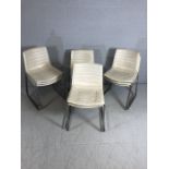 Set of ten chrome framed modern white upholstered chairs
