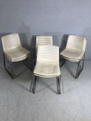 Set of ten chrome framed modern white upholstered chairs