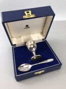 Boxed Mappin & Webb Ltd Silver hallmarked Christening egg cup and spoon