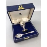 Boxed Mappin & Webb Ltd Silver hallmarked Christening egg cup and spoon