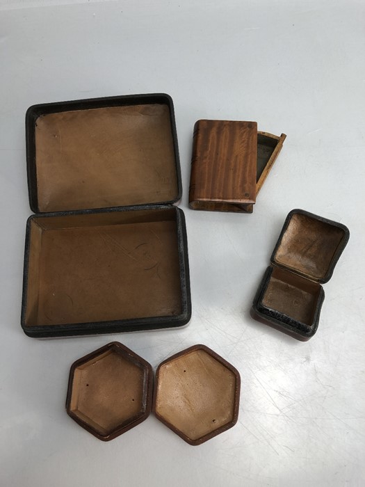 Three fine Italian made leather boxes and a treen snuff box styled as a book - Image 2 of 8