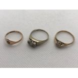 Three 9ct Gold rings total weight approx 5.8g