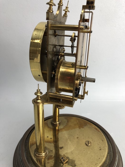 A brass 400-day clock, marked BHA, under glass dome, 29cm high overall - Image 6 of 7