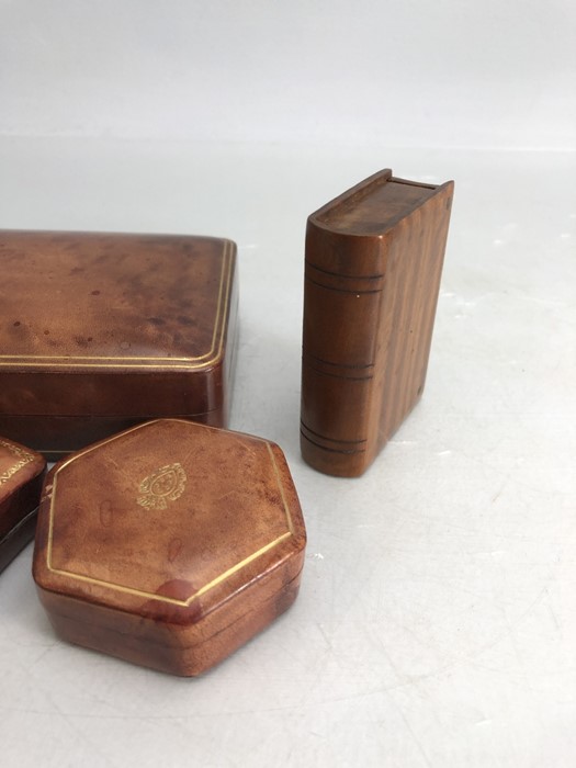 Three fine Italian made leather boxes and a treen snuff box styled as a book - Image 8 of 8