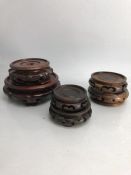 Collection of six wooden Ginger jar/vase bases in the Chinese/oriental style