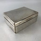Silver Hallmarked Cigarette box 11.5 x 9 x 4.3cm approx 357g inscribed J.N.C Birmingham by C & Co