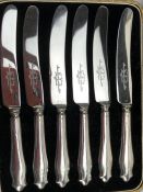 Set of six Silver hallmarked handled knives by James Deakin