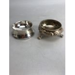 Silver hallmarked salt and a silver hallmarked pin dish