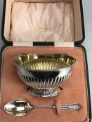 Hallmarked silver Bowl and spoon in original presentation case