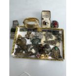 Collection of revival and some antique jewellery to include hallmarked silver rings and a hallmarked
