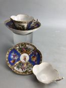 Meissen Quatrefoil teacups and saucers x2