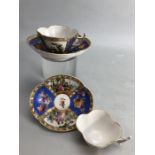 Meissen Quatrefoil teacups and saucers x2