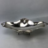 Large Continental Silver Bowl on scroll legs (marked 800) approx 580g and 40 x 21 x 9.5cm tall
